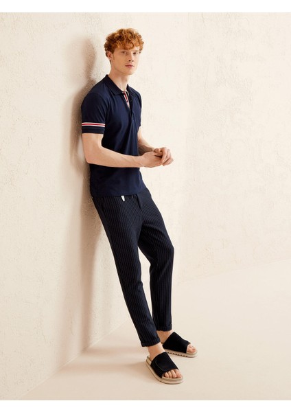 Erkek Lacivert Slim Fit Pamuklu Polo Yaka Tişört fiyatları