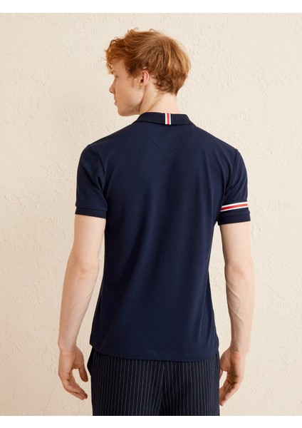 Erkek Lacivert Slim Fit Pamuklu Polo Yaka Tişört fırsatları
