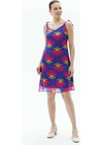 Omuzları Bağlamalı V Yaka Çiçekli Elbise fiyatları