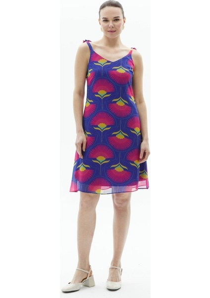 Omuzları Bağlamalı V Yaka Çiçekli Elbise fırsatları