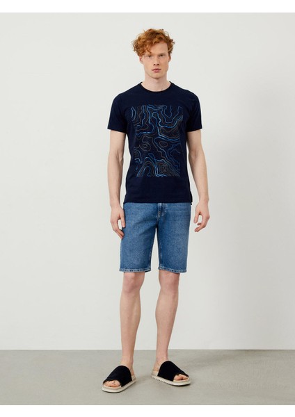 Bisiklet Yaka %100 Pamuk Slim Fit Baskılı Tişört fiyatları