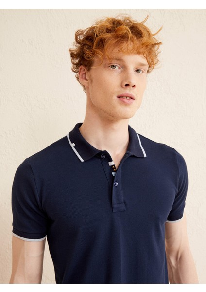 Erkek Lacivert Slim Fit Pamuklu Polo Yaka Tişört fiyatları