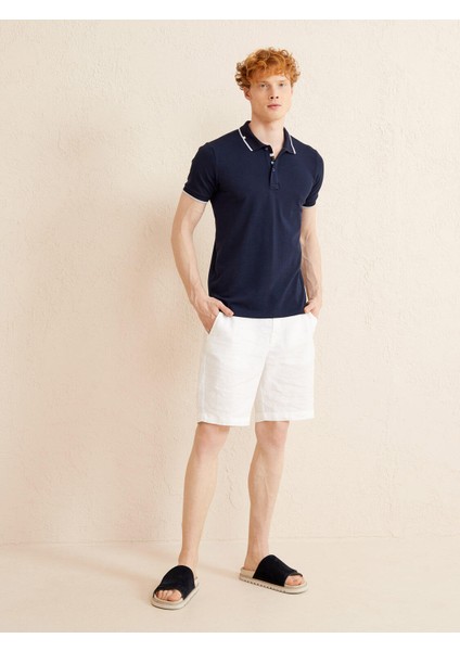 Erkek Lacivert Slim Fit Pamuklu Polo Yaka Tişört modelleri