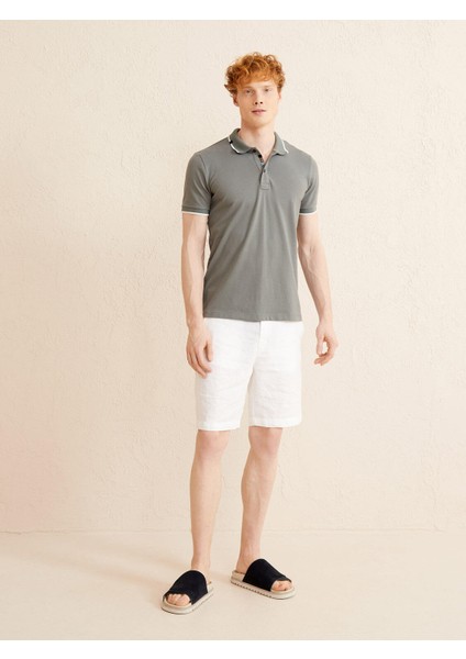 Erkek Gri Slim Fit Pamuklu Polo Yaka Tişört