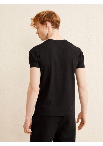 Patlı Yaka Slim Fit Modal Basic Tişört