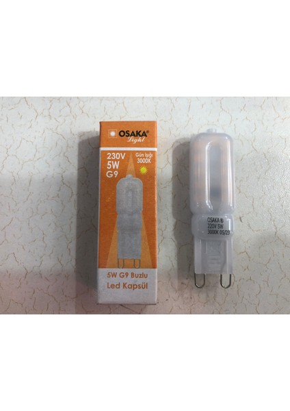 5 Adet Osaka 5W= 40W 380 Lümen G9 Buzlu LED Lamba 3000 Kelvin Sarı