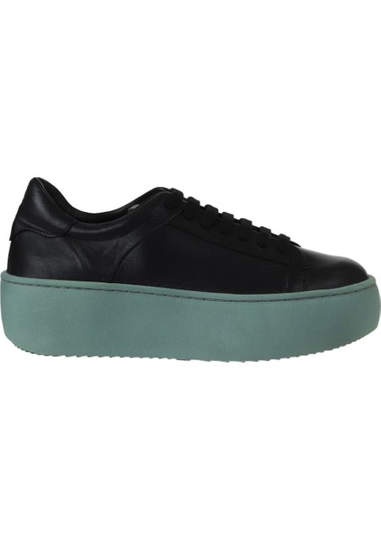 Siyah Yeşil Deri Kadın Sneakers 01WV5507