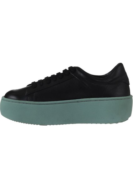 Siyah Yeşil Deri Kadın Sneakers 01WV5507