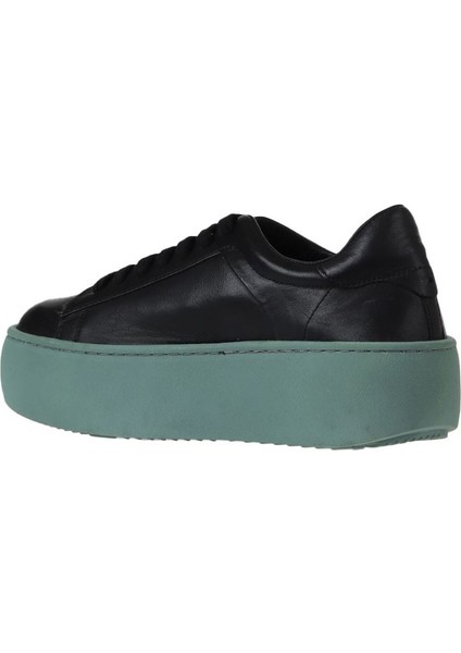 Siyah Yeşil Deri Kadın Sneakers 01WV5507