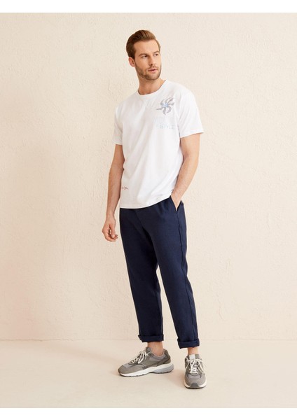 Bisiklet Yaka %100 Pamuk Oversize Baskılı Tişört