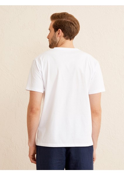 Bisiklet Yaka %100 Pamuk Oversize Baskılı Tişört
