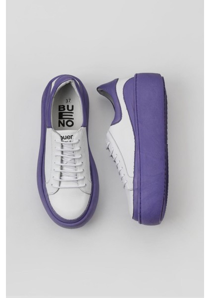Mor Beyaz Deri Kadın Sneakers 01WV5503