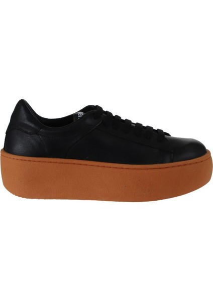 Siyah Turuncu Deri Kadın Sneakers 01WV5507