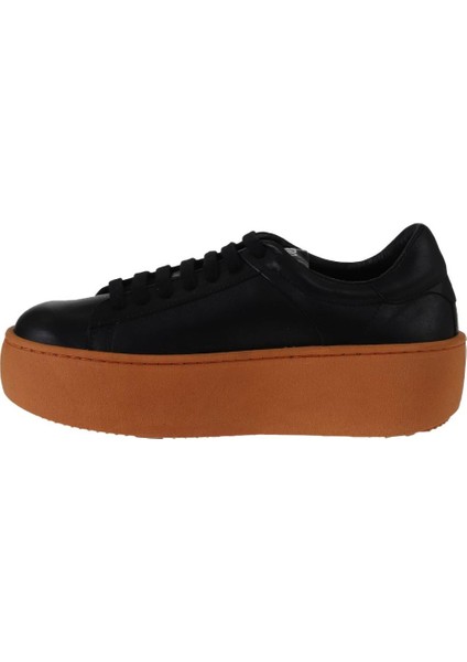 Siyah Turuncu Deri Kadın Sneakers 01WV5507