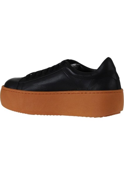 Siyah Turuncu Deri Kadın Sneakers 01WV5507