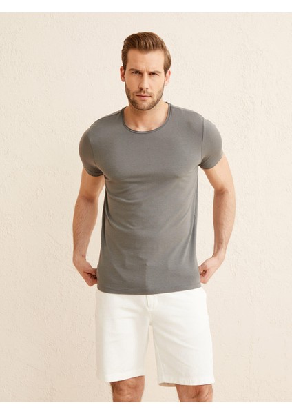 Bisiklet Yaka Slim Fit Modal Basic Tişört