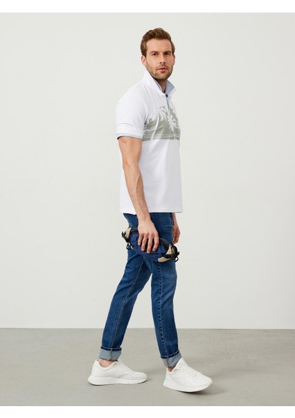 Polo Yaka %100 Pamuk Regular Fit Baskılı Tişört