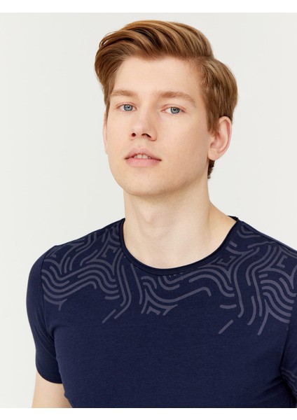 Bisiklet Yaka Slim Fit Modal Baskılı Tişört modelleri