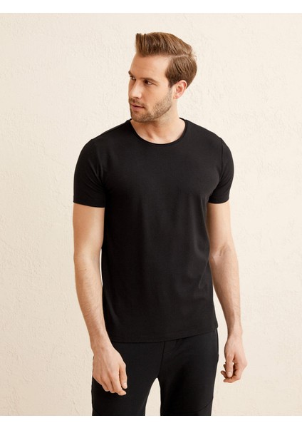 Bisiklet Yaka Slim Fit Modal Basic Tişört