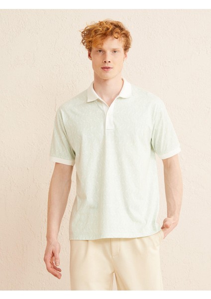 Polo Yaka Pamuklu Oversize Baskılı Tişört