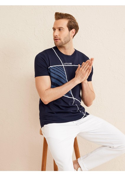 Bisiklet Yaka Slim Fit Baskılı Modal Tişört modelleri