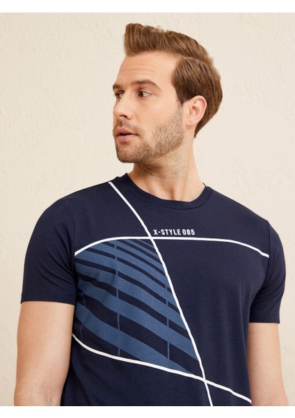Bisiklet Yaka Slim Fit Baskılı Modal Tişört fırsatları