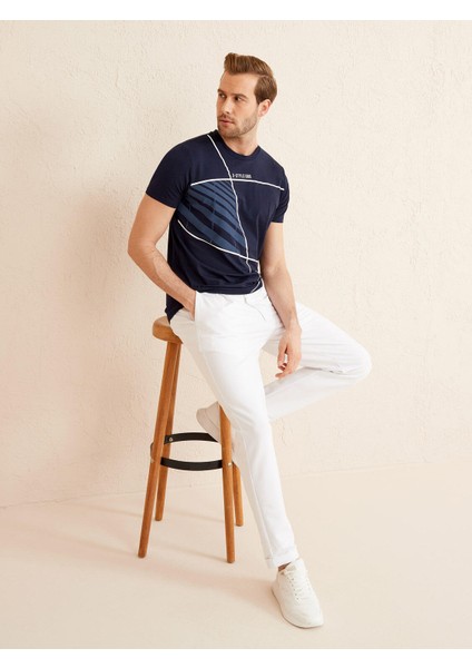 Bisiklet Yaka Slim Fit Baskılı Modal Tişört indirimleri