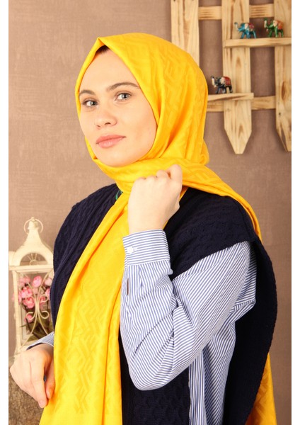 Sarı Kaşmir 5153 Desenli Şal