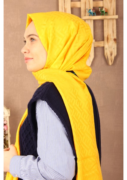 Sarı Kaşmir 5153 Desenli Şal