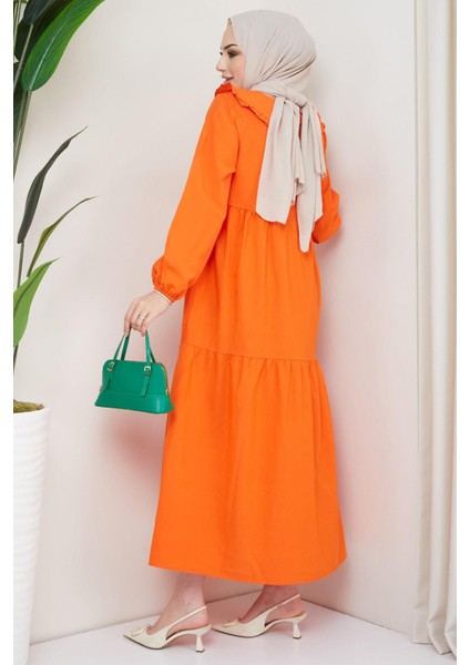 Bebe Yaka Tesettür Elbise Turuncu fırsatları