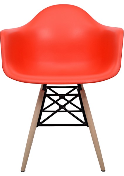 Kolçaklı Kırmızı Eames Plastik Kafesli Sandalye - Cafe Balkon Mutfak Sandalyesi