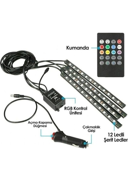 Ayak Altı LED Sese Duyarlı 12'li - Rgb fiyatları