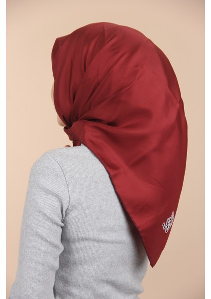 Bordo Levidor Düz Twill Ipek Eşarp