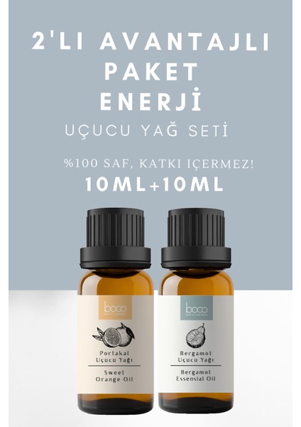 2'li Avantajlı Paket Derin Enerji ve Odaklanma Portakal & Bergamot %100 Saf Uçucu Yağı (20Ml)