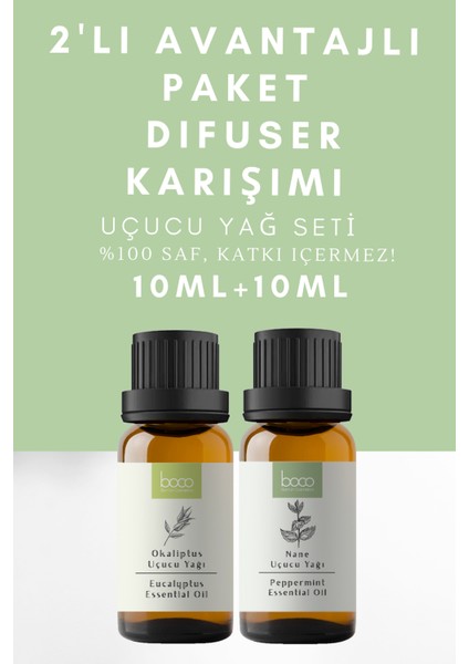 2li Paket Nane & Okaliptus 100 Saf Uçucu Yağı (10ml + 10ml)