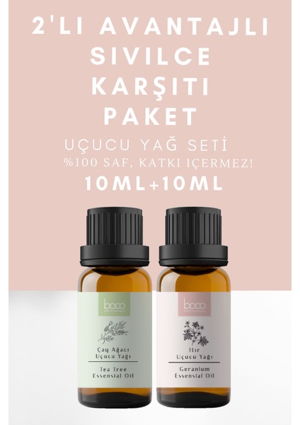 Akneli, Yağlı Ciltler Itır Çiçeği & Çay Ağacı Yağı Lı 2li Set (10ml+10ml)