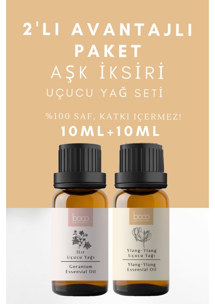 Aşk İksiri 2'li Avantajlı Paket Itır Ve Ylang-Ylang Saf Uçucu Yağı Buhurdanlık, Masaj, Spa, 20 ml