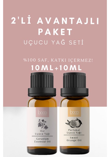 2'li Avantajlı Set Portakal & Itır Saf Aromaterapi Uçucu Yağ Buhurdanlık Masaj Spa Cilt Ve Saç 20 Ml