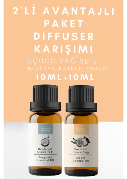 Portakal & Bergamot  Saf Aromaterapi Uçucu Yağı Lı 2 Li Set (10ml + 10ml)