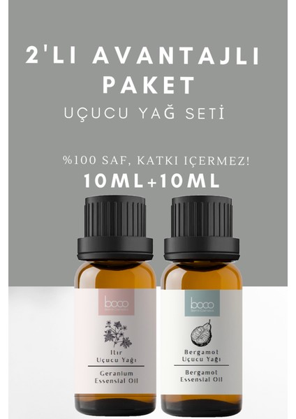 Itır & Bergamot Saf Aromaterapi Uçucu Yağı 2'li Set (20 Ml)