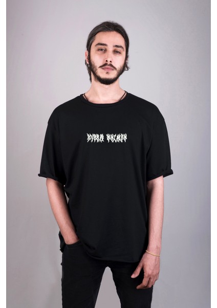 Gothic Gotik Desen İskelet Kurukafa Kanat Ön Sırt Baskılı Oversize Kalıp Unisex Tişört