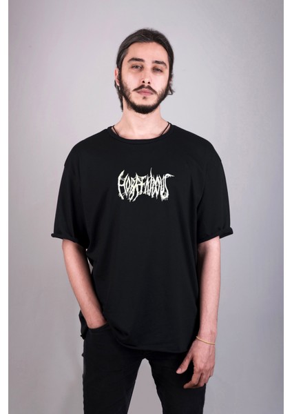 Gothic Gotik Desen İskelet Kurukafa Ön Sırt Baskılı Oversize Kalıp Unisex Tişört