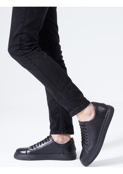 Hakiki Deri Erkek Sneaker Spor Ayakkabı Bağcıklı Extra Pedli