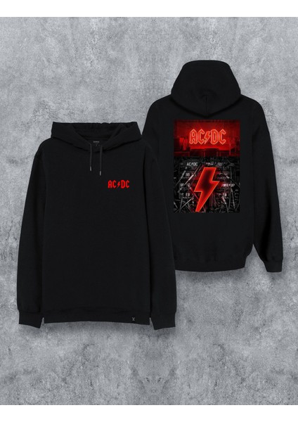 Ac/dc Müzik Grubu Özel Tasarım Baskılı Kapşonlu Unisex Sweatshirt