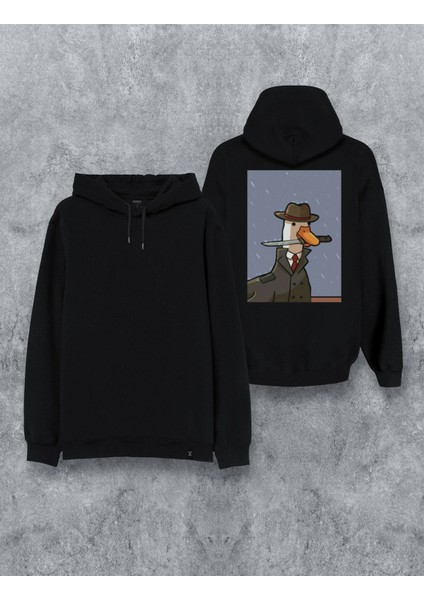 Dedektif Ördek Özel Tasarım Baskılı Kapşonlu Unisex Sweatshirt