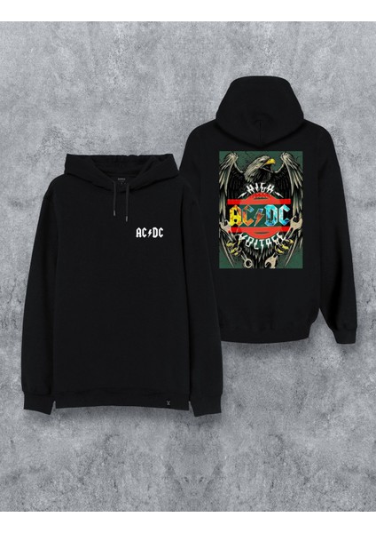 Ac/dc Müzik Grubu Özel Tasarım Baskılı Kapşonlu Unisex Sweatshirt