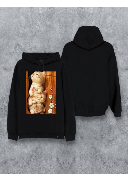 Yavru Kedi Özel Tasarım Baskılı Kapşonlu Unisex Sweatshirt