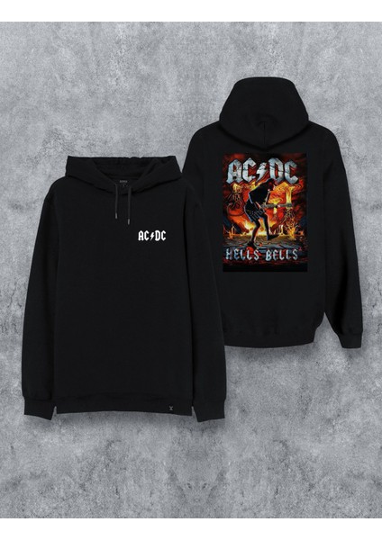 Ac/dc Müzik Grubu Özel Tasarım Baskılı Kapşonlu Unisex Sweatshirt