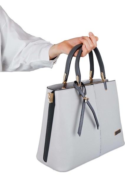 M814 Açık Gri Suni Deri Bayan Çapraz El ve Omuz Çantası