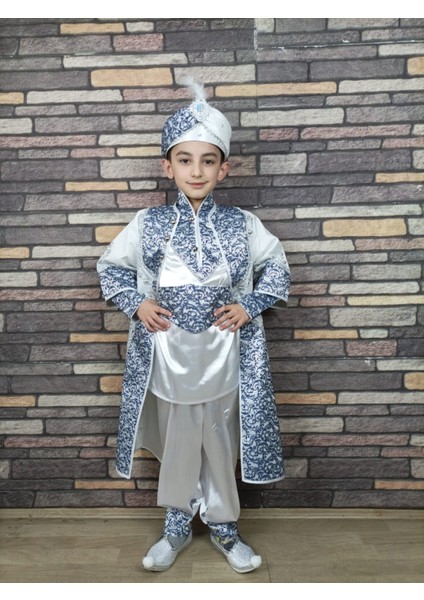 (0-10 Yaş) Beyaz Lacivert Şehzade Sünnet Kıyafeti